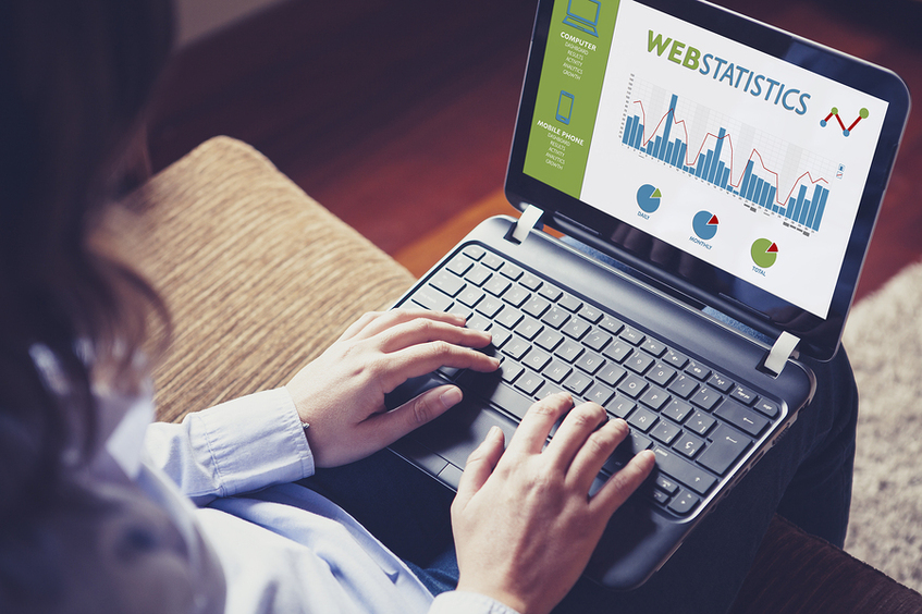 Laptop displaying web analytics.